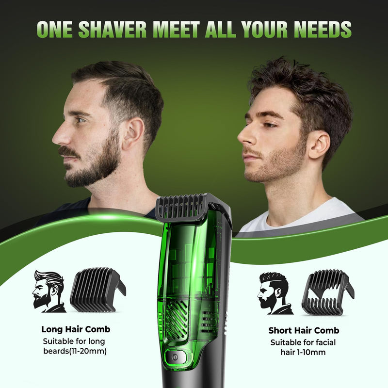 [Australia] - Beard Trimmer for Men: All-in-One Vacuum Mustache Trimmer With Precision Dial,Adjustable 20 Length Setting Premium Facial Hair Groomer with Length Comb USB-C Recharge, Waterproof Wet/Dry Clipper Dark Navy 