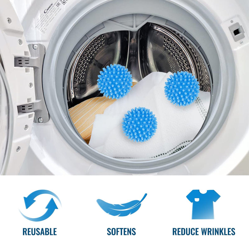 [Australia] - 6 Pcs Dryer Balls, 2.5 in Reusable Laundry Soften and Fluff Laundry Washing Balls (Blue) Blue 
