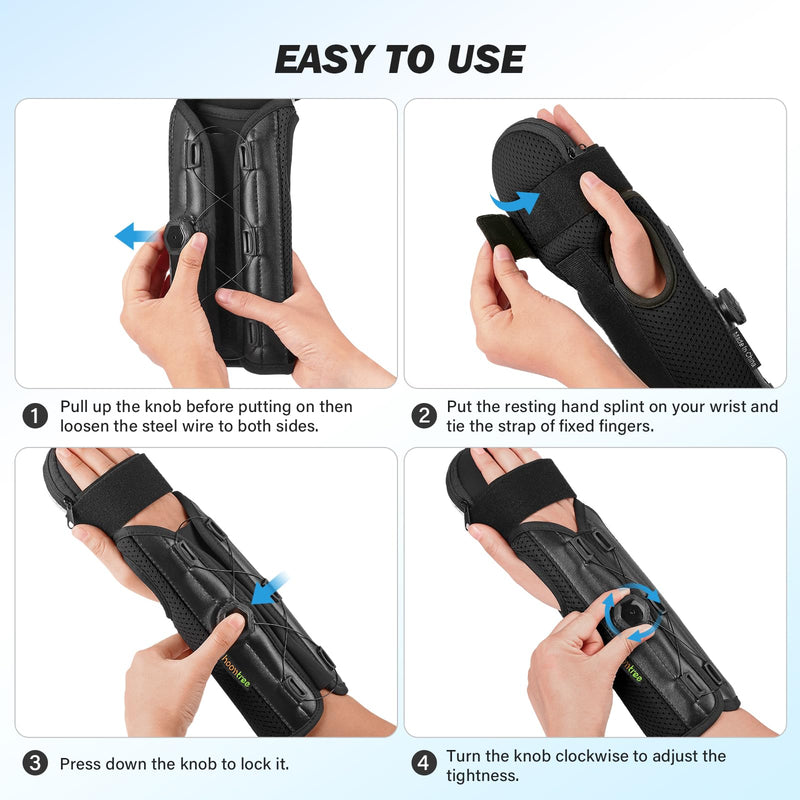 Resting Hand Splint Stroke Hand Brace for Pain Relief Arm Wrist Finger Splint for Carpel Tunnel,Stroke, Tendonitis, Sprain, Arthritis (Black, Medium) Black