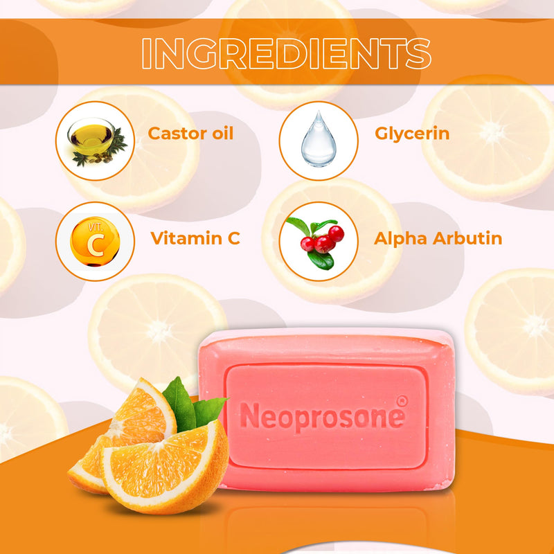 Neoprosone Skin Brightening Soap, 2.82 oz / 80 g, Hyperpigmentation Soap, Cleansing Bar, Fade Dark Spots on Knees, Elbows, Face, Private Areas, with Vitamin C and Castor Oil 2.8 Ounce (Pack of 1)