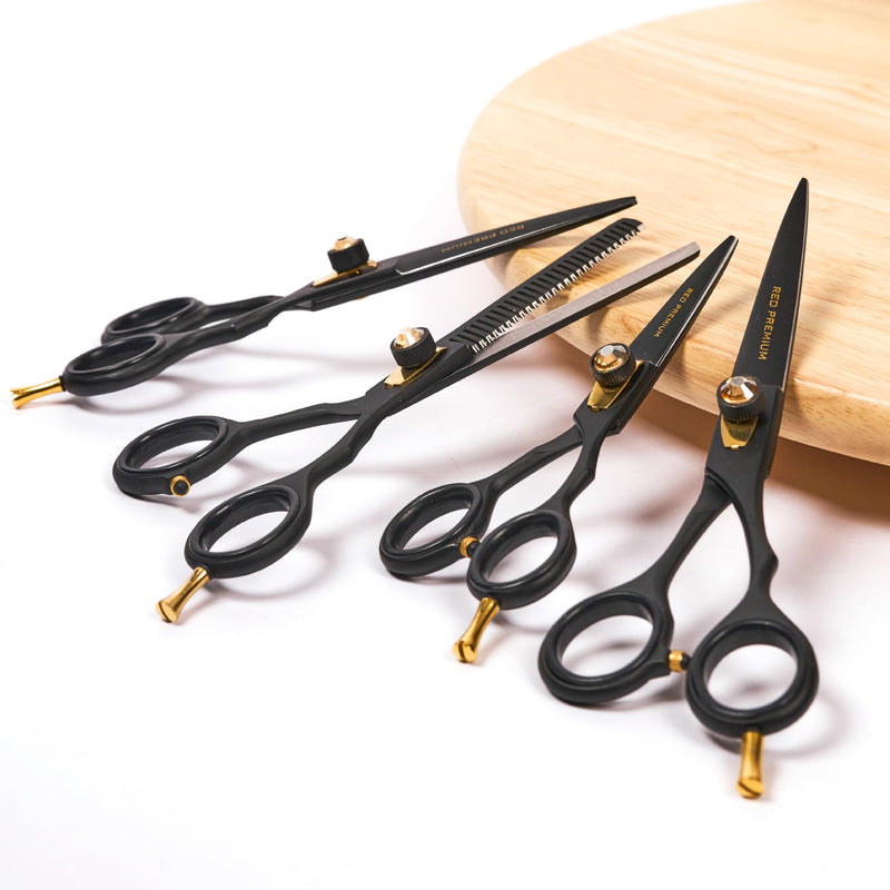 Red by Kiss Premium Artisan Professional Hair Shears, Ice Tempered Japanese Stainless Steel Scissors, Sharp Blades for Precise Cutting, Ergonomic & Adjustable Tension Screw (Straight, 6.5in) Straight