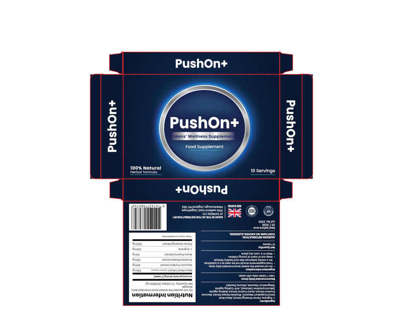 PushOn+ Men’s Wellness Supplement | Ginseng | Food Supplement | Herbal Formula | 10 Servings | Manufactured in the UK