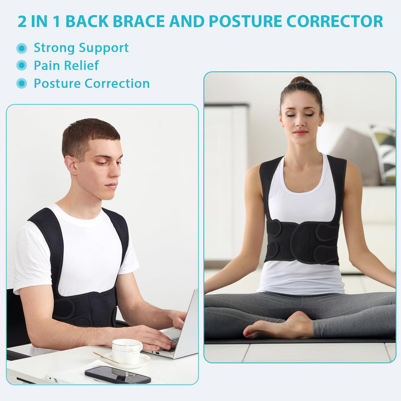 [Australia] - KD Back Brace Posture Corrector - Full Support for Women and Men - Straighten Shoulders, Relieve Upper and Lower Back Pain - Ideal for Scoliosis, Hunchback, Hump, Thoracic Issues (X-Large) X-Large 