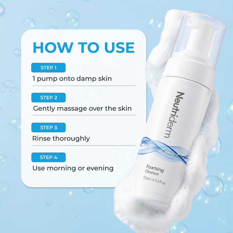 NEUTRIDERM Foaming Face Wash with Niacinamide & Vitamin C, 5 Fl Oz | Creamy foam removes makeup and daily buildup with niacinamide, vitamin C and panthenol for soft, fresh skin