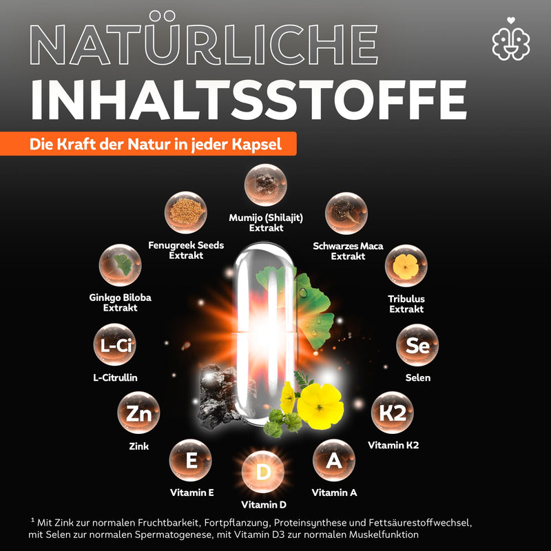 [Australia] - serotalin® ACTIVE MEN Maca capsules | +Shilajit +Tribulus Terrestris +Fenugreek +L-Citrulline +Vitamin E A K2 D3 high dose +Selenium +Zinc | 100% vegan & made in Germany | for 1 month 