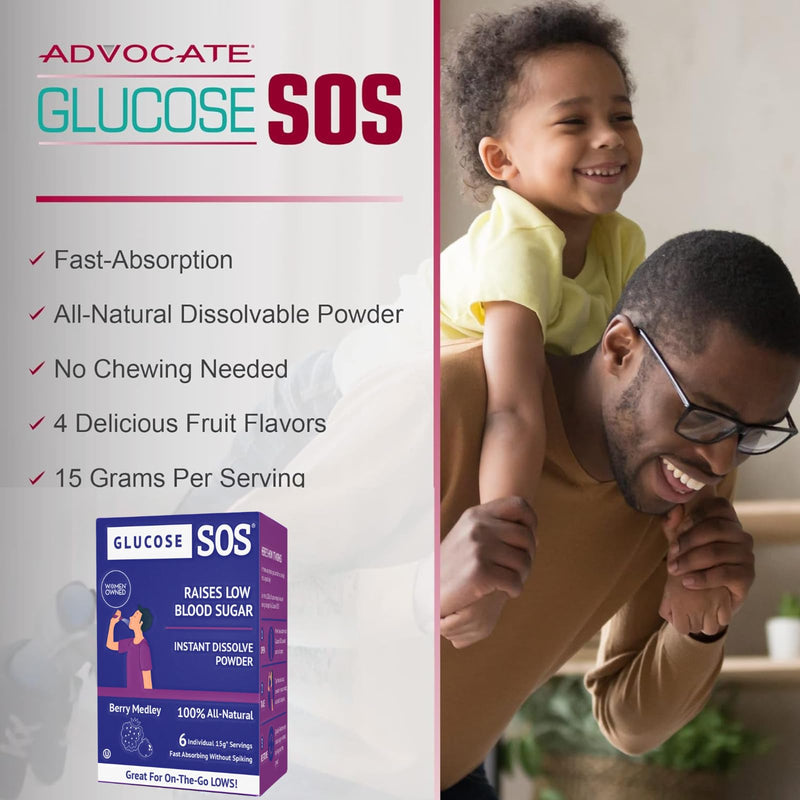 [Australia] - Glucose SOS Glucose Powder - Natural Dextrose Powder Packets - Fast-Absorption - Instantly Dissolves - No Water Needed - 4 Flavor Variety - 24 Packets 24 Servings (Pack of 24) 