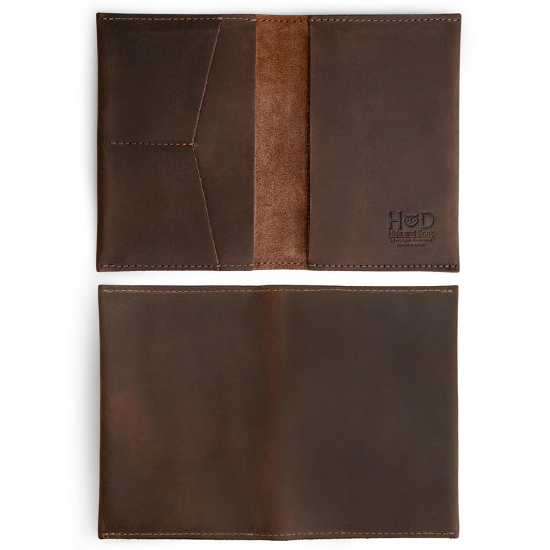 Hide & Drink, Passport and Card Organizer, Holds Up to 6 Cards Plus Folded Bills, Travel Essentials Sleeve Case, Full Grain Leather, Handmade, Bourbon Brown