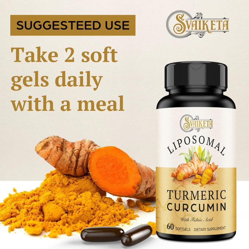 [Australia] - Liposomal Turmeric Curcumin Supplement - 2000mg, 95% Curcuminoid Extract with Piperine - 60 Softgels (2 Bottle) 60 Count (Pack of 2) 