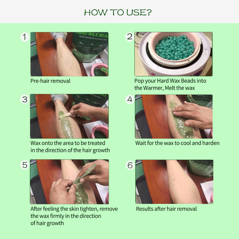 [Australia] - Hair Removal Wax, 2lb Wax Beads for Sensitive Skin, With Pure Aloe Vera, For Face, Eyebrow, Leg, Bikini, Brazilian Waxing, Coarse Body Hair Specific Green-2lb 
