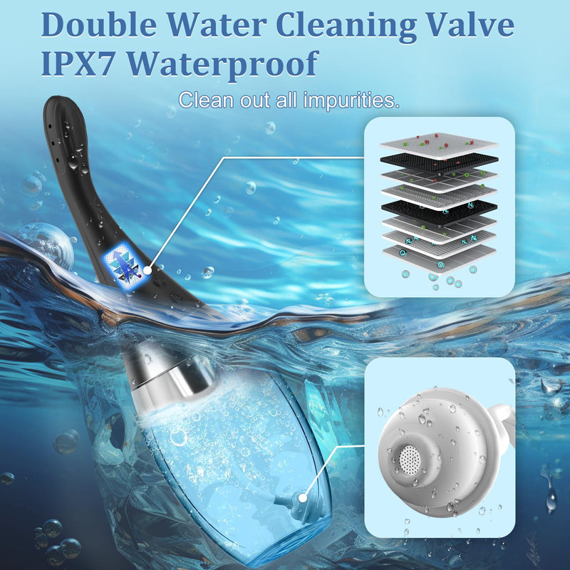 [Australia] - Enema Anal Douche for Men Women - Enema Bulb 360° Rotating Automatic Electric Anti Back-Flow Silicone Cleaner with Remote Control 7 Spouts Butt Anal Travel Bottle Enema Kit Couples Adult Toy 
