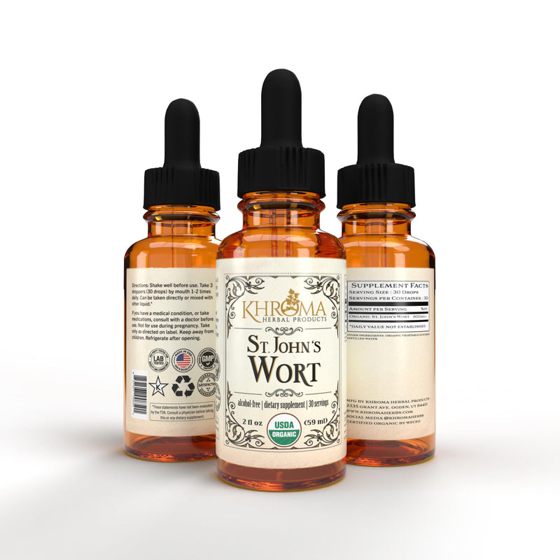 [Australia] - Organic St John's Wort 30 Servings - 800 MG Per Serving - Khroma Herbal Products - 2 FL OZ - Hypericum Perforatum 