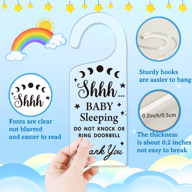[Australia] - CHGCRAFT 2Pack Baby Sleeping Door Hands Hanger Sign Acrylic Notice Door Hanger Sign Cute Baby Room Sign Door Handle Decorations Sign for Home Living room Bedroom Kindergarten Gift for Parents 