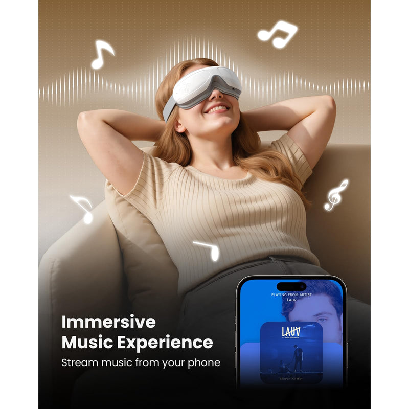 [Australia] - BOB AND BRAD Eye Massager FSA Eligible/HSA Eligible, EyeOasis 2 Heated Eye Mask for Migraines with Music, Smart Migraine Massager Reduce Dry Eyes Improve Sleep, Birthday Gifts for Women Men Mom Dad Pearl White (Deep Relaxation, Sleep Aid) 