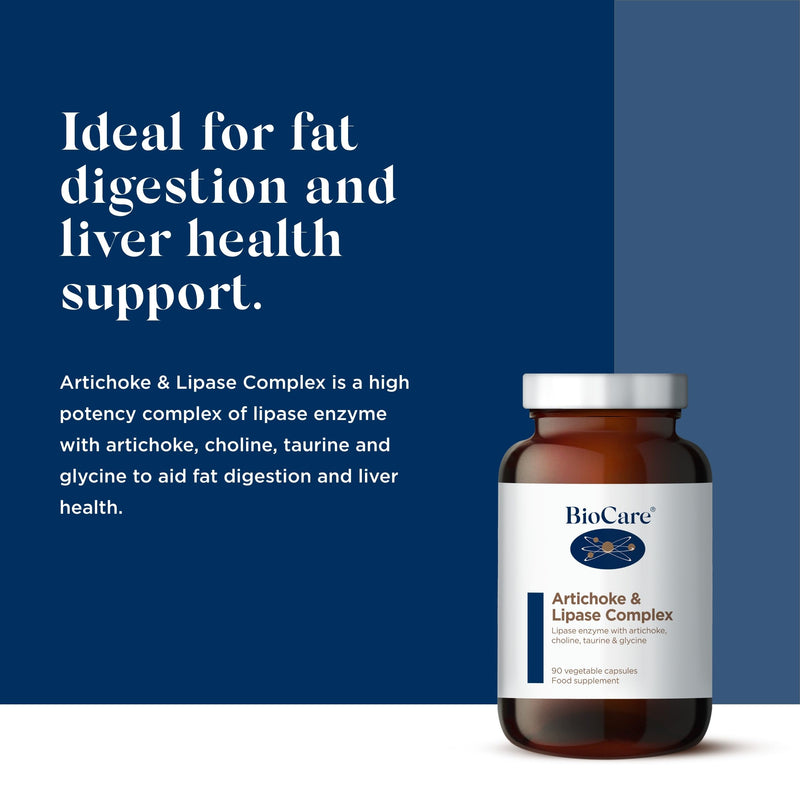 BioCare Artichoke & Lipase Complex - with Choline, Artichoke Extract, Lipase, Taurine & Glycine - 90 Capsules