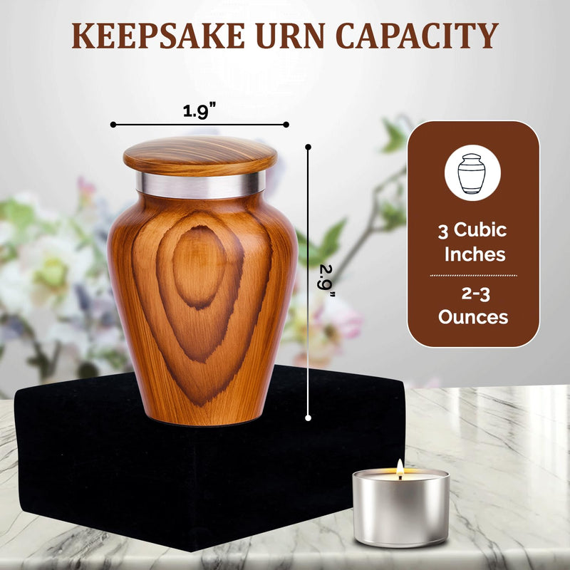 [Australia] - Metallic Wooden Print Small Urns for Human Ashes Keepsake - Mini Urn for Ashes Adult Male & Female - Keepsake Urns Set - Honor Your Loved One with Funeral Memorial Urn (Wooden, Set of 4) 