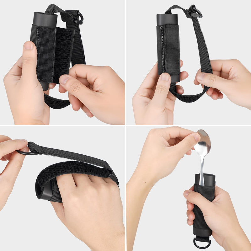 [Australia] - 3 Pack Universal Cuff, Universal Hand Strap for Holding Utensils, Eating Assistance Cuff for Weak Grip & Limited Mobility (3 Different Designs to Suit Various preferences) 3 different sizes(1 khaki+2 black) 