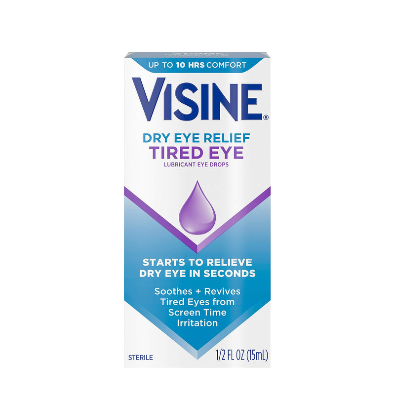 Visine Tired Eye Dry Eye Relief Eye Drops, Moisturizing & Soothing Drops for Irritated Eyes Due to Screen & Computer Use, 0.5 fl. oz Tired Eye from Computer Screen