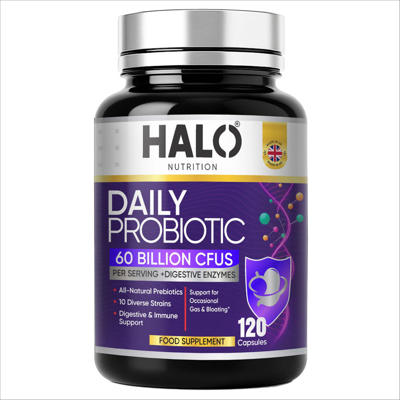 Bio Cultures Complex Probiotics & Prebiotics - 60 Billion CFU - 2 Months Supply - 120 Capsules - 20 Live Bio Cultures - Lactobacillus & Bifidobacterium Strains - Vegan -Halal- Complex Capsules