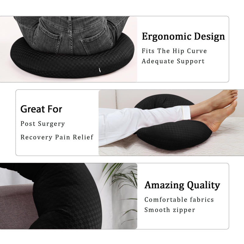 [Australia] - BBL Pillow After Surgery for Butt to Sleep, Brazilian Butt Lift Recovery Post Surgery Pillow for Sitting Sleeping Driving, Donut Pillow for Woman Lumbar Back Cushion Seat (Black) Black 