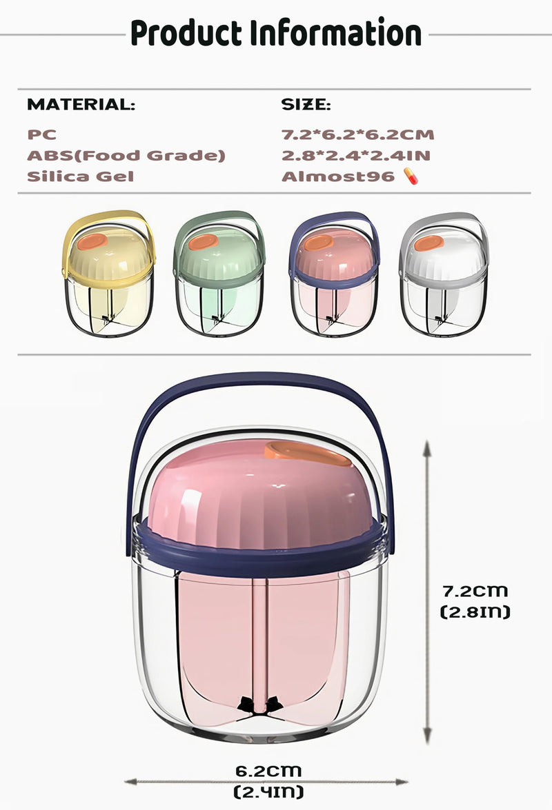 MURRI&MURRDI Pill Organizer with 4 Compartments, Travel Pill Box Small Portable Medicine Bottle, Anti-Mixing & Wide Opening, Compact Pill Container Holder for Vitamin Fish Oil Medication (F Green) F Green 4 Cells
