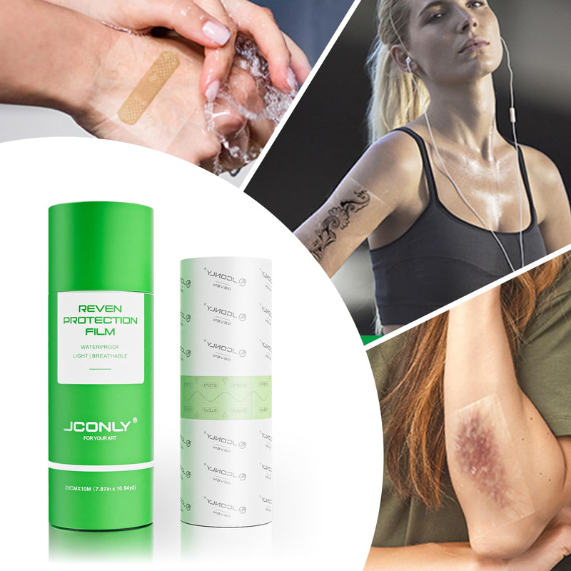 Jconly Reven Second Skin Tattoo 0.02MM Matte, Roll (20cm x 10m) 2nd Skin Tattoo Protector Aftercare Waterproof Bandage for Protective 20cm x 10m Roll