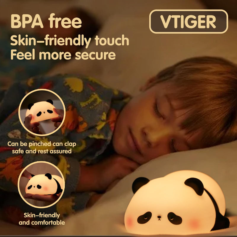 [Australia] - Panda Night Light, LED Squishy Cute Lamp, Night Light for Kids, Silicone Panda Light, Dimmable Girls Baby Bedroom Nightlight, Rechargeable Touch Lamp for Breastfeeding Nursery Decor 