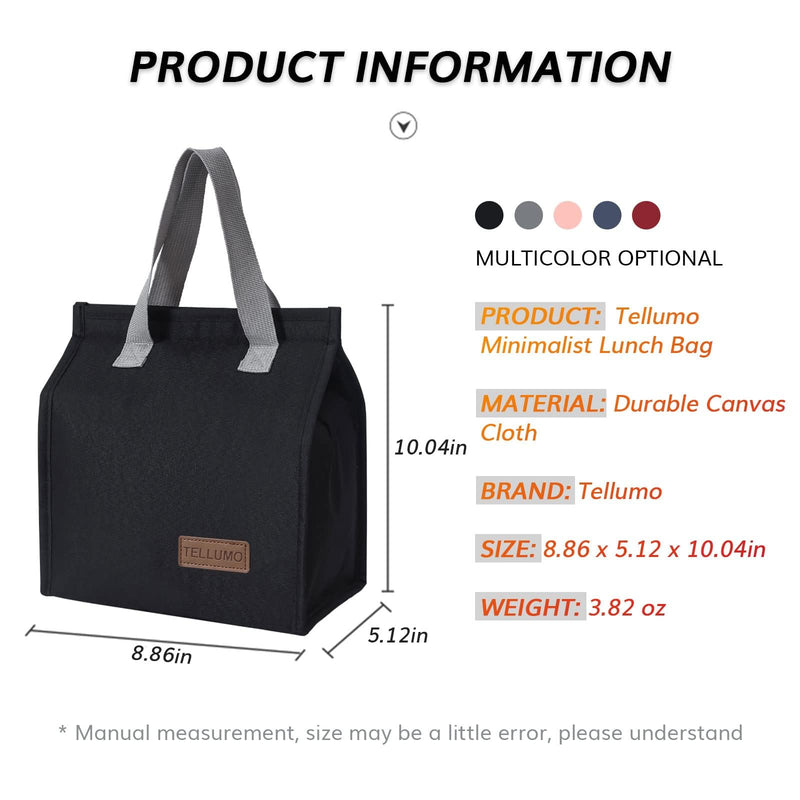 [Australia] - TELLUMO Lunch bag, Insulated Lunch Bag for Women Men Large Lunch Box Container Reusable Leakproof Tote for Office, Work, School, Beach or Travel (Dark) Dark 