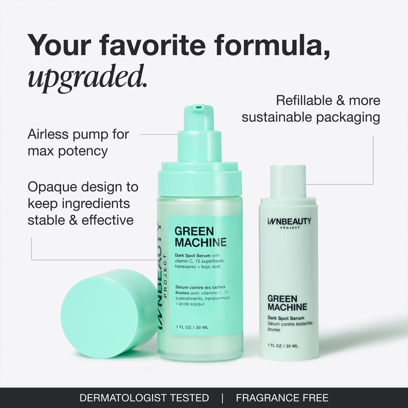INNBEAUTY Project Green Machine Vitamin C Refillable Serum, 1 oz (30 ml) | Targets dark spots, hyperpigmentation and uneven tone Full Size