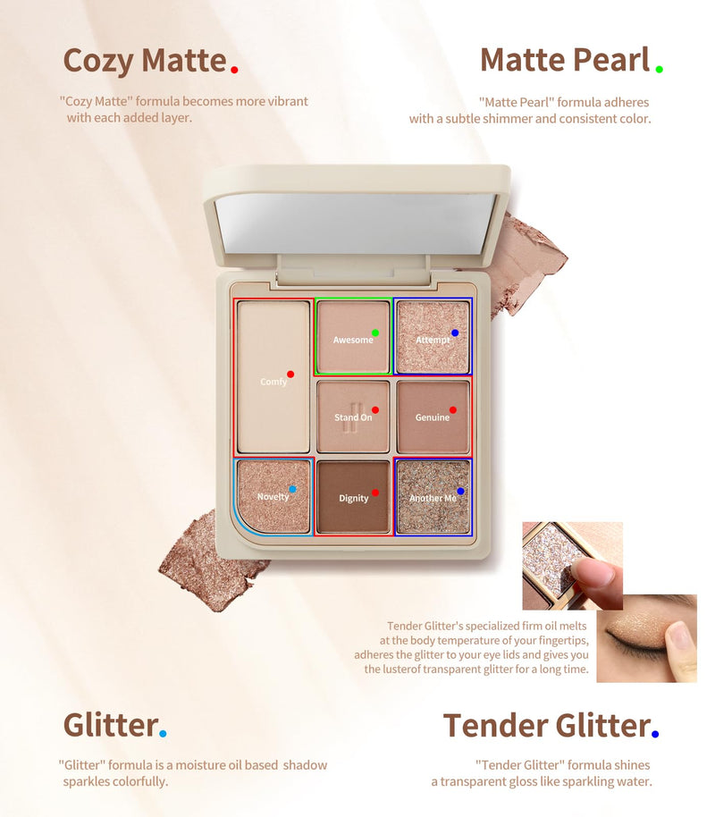 [Australia] - Heart Percent Dote On Mood Eye Palette, Matte & Glitter Nudy Theme Soft & Elegant Look Makeup Eyeshadow (04 Another Nude Facets) 04 Another Nude Facets 