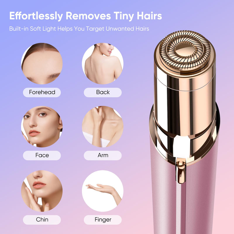 [Australia] - Facial Hair Removal for Women- as Seen on TV Painless Face Shaver -Painless Womens Facial Hair Remover with 2 Replacement Heads, Lipstick-Sized, USB Rechargeable（Rose Gold） rose-gold 