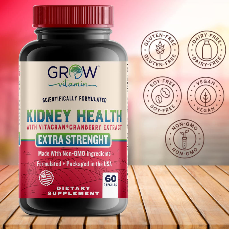 grow vitamin Premium Kidney Cleanse Supplement – Powerful Kidney Support Formula with Cranberry Extract Helps Support Healthy Kidneys & Urinary Tract Support– 60 Vegetarian Capsules
