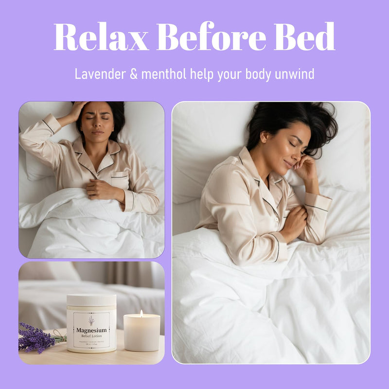 Neuropathy Nerve Relief Lotion – Mama Sleep Comfort Magnesium Cream 4 fl oz | For Legs & Feet & Body, Fast-Absorbing, Non-Greasy with Lavender Butter, Soothing Skin Moisturizer, MSM Muscle Relief