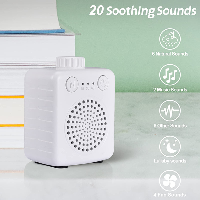 [Australia] - Fansbe sleep sound machine travel size, white noise machine baby portable, small travel sound machine adults Super Mini 20 Soothing Sounds Adjustable Volume for Home Travel and Office (white) 