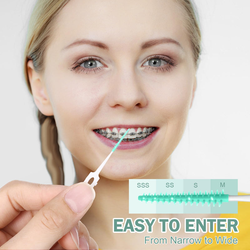 600 Pcs Soft Interdental Brushes Disposable Gum Picks Dental Floss with Case Picks Dental Braces Brush for Teeth Cleaning and Gum Health 600