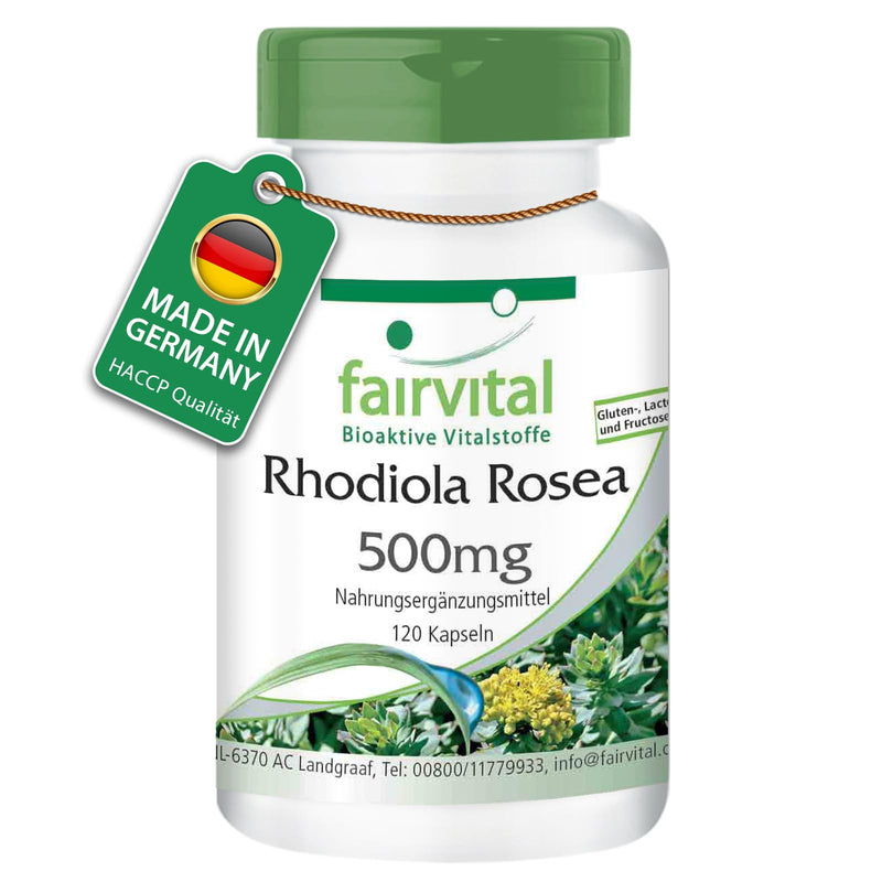 [Australia] - Fairvital | Rhodiola Rosea Capsules 500mg - 120 Capsules - Roseroot Root Extract - HIGH DOSE - Vegan - 3% Rosavin (15mg) / 1% Salidroside (5mg) 