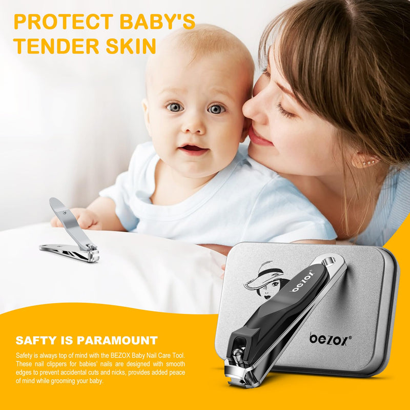 [Australia] - BEZOX Safe Baby Nail Clippers, Small Jaw Kids Nail Clipper Trimmers for Infants, Child and Toddlers, Precision Nail Grooming Tool for Tiny Fingers and Toes - Black 
