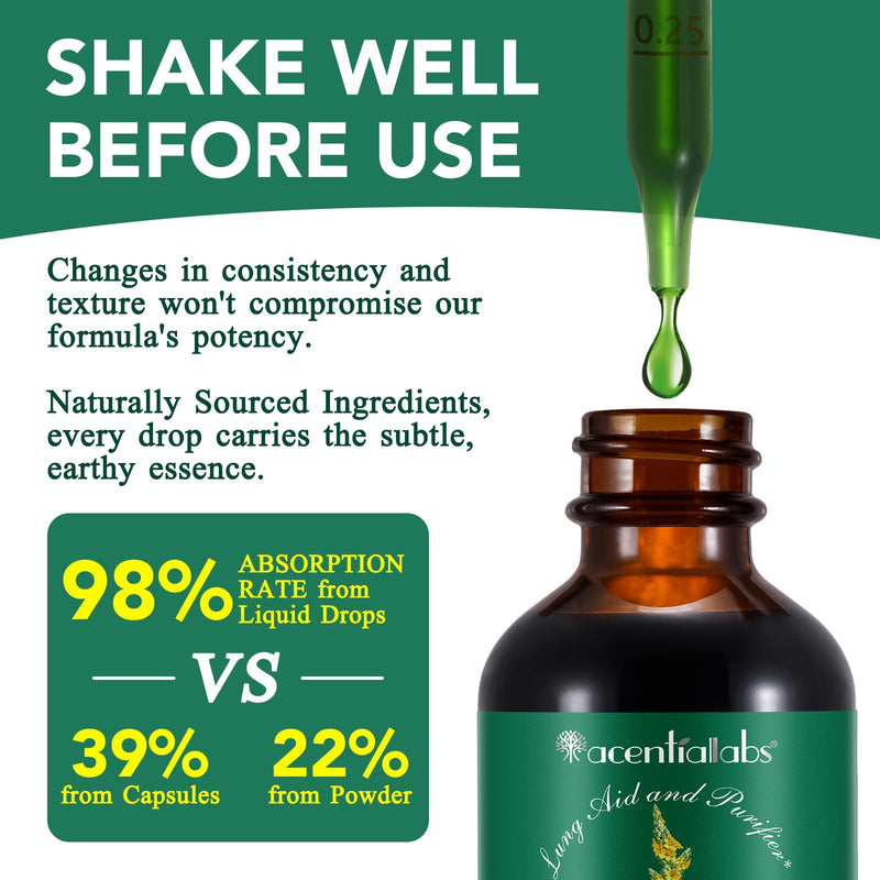[Australia] - Mullein Drops for Lungs, Natural Mullein Leaf Extract, Mullein and Chlorophyll Drops for Lungs, Breathing Support Supplement (2 Fl Oz/1Pack) 2 Fl Oz (Pack of 1) 