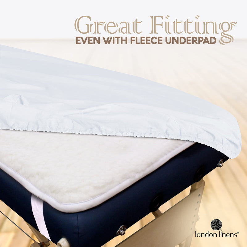 [Australia] - LONDON LINENS Soft Microfiber Massage Table Sheets Set 3 Piece Set - Includes Massage Table Cover, Massage Fitted Sheet, and Massage Face Rest Cover (White) White 
