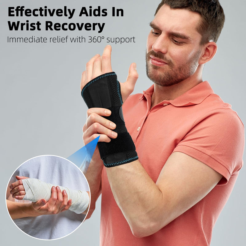 [Australia] - SUPRBIRD Wrist Bandages, Wrist Support with 3 Metal Splint Stabilizer, Carpal Tunnel Brace for Relieving Tendinitis Arthritis Pain in Carpal Tunnel (Right, S/M) Droit 