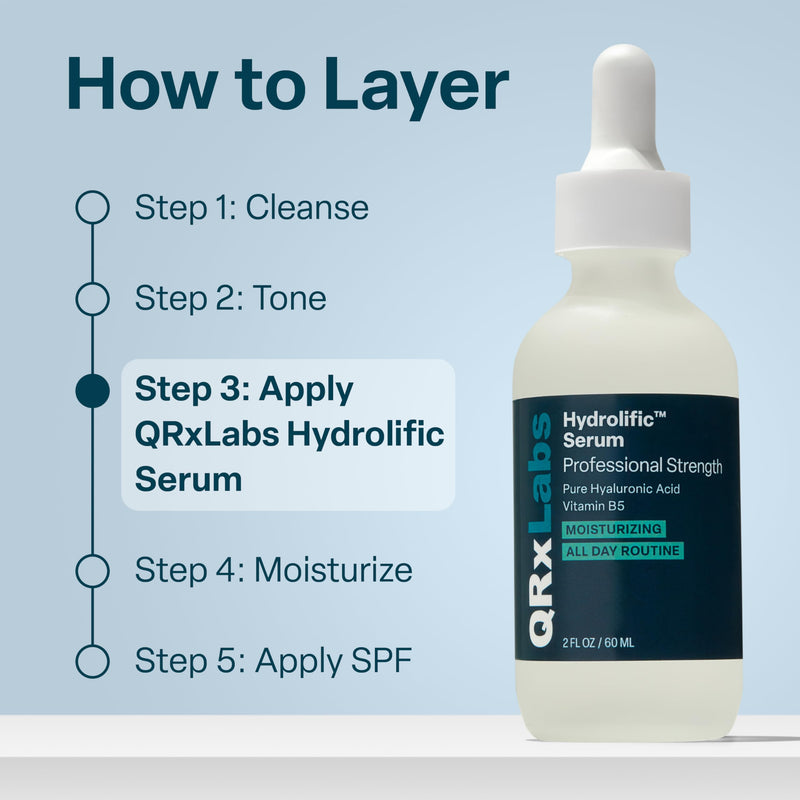 QRxLabs Hyaluronic Acid Serum - Hydration Serum for Face Anti Aging with Vitamin B5 - Face Hydration & Elasticity Boost - Essential Facial Care Formula - 2 Fl Oz, Pack of 1 Hydrolific Serum
