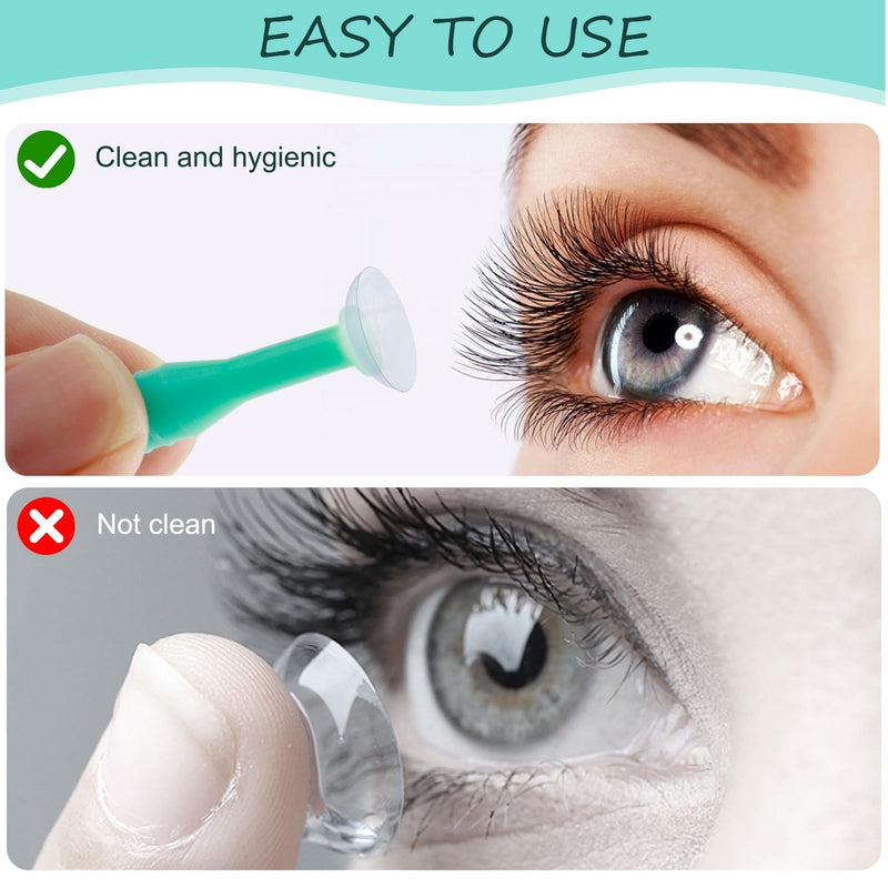 [Australia] - Pack of 6 Silicone Contact Lens Remover Contact Lens Insertion Removal Tool Eye Lens Removal Applicator with Travel Box for Hard Lenses Ergonomic Design for Travel Home Use (Green) 