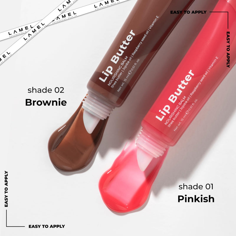 Lamel Nourishing Lip Butter – Lip Balm with Natural Pink Tint (Pinkish) | Hydrating Formula with Cocoa Butter & Vitamin E – Sheer Pink Tint, Moisturizing, Glossy Natural, Non-Sticky – 0.5 fl.oz 01 Pinkish