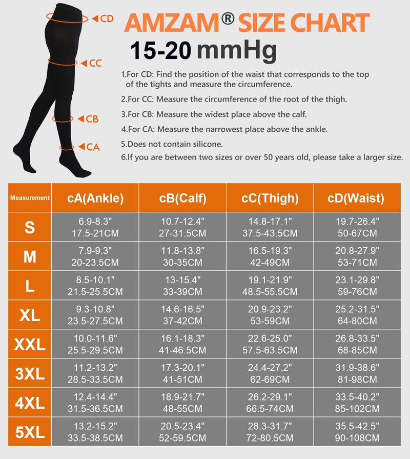 [Australia] - AMZAM® Medical Compression Pantyhose for Women & Men, Closed Toe 15-20 mmHg Graduated Compression Stockings Waist High Support Leggings, Support Hose for Varicose Veins, Edema, Post Surgery, Black L Large 15-20mmhg Close Toe Black 
