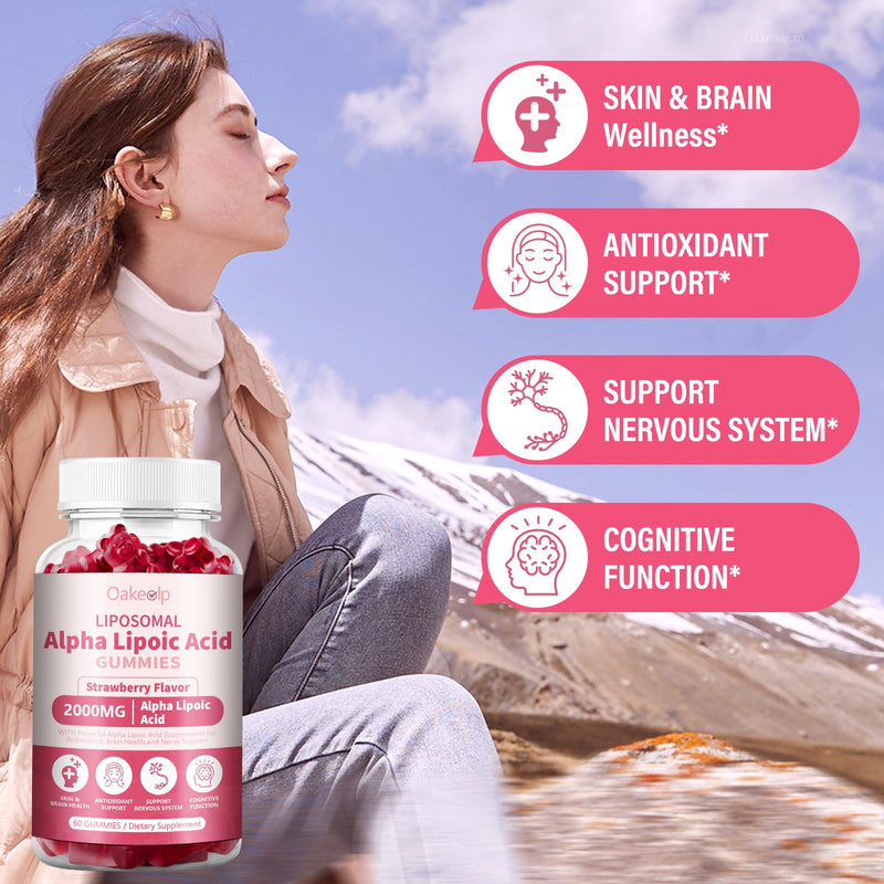 [Australia] - 2 Pack Liposomal Alpha Lipoic Acid Gummies 2000mg Gummies,High Potency ALA Complex Biotin & Benfotiamine for Antioxidant, Brain Health and Nerve* Support,Liposomal Enhance 98% Absorption 60 Count (Pack of 2) 