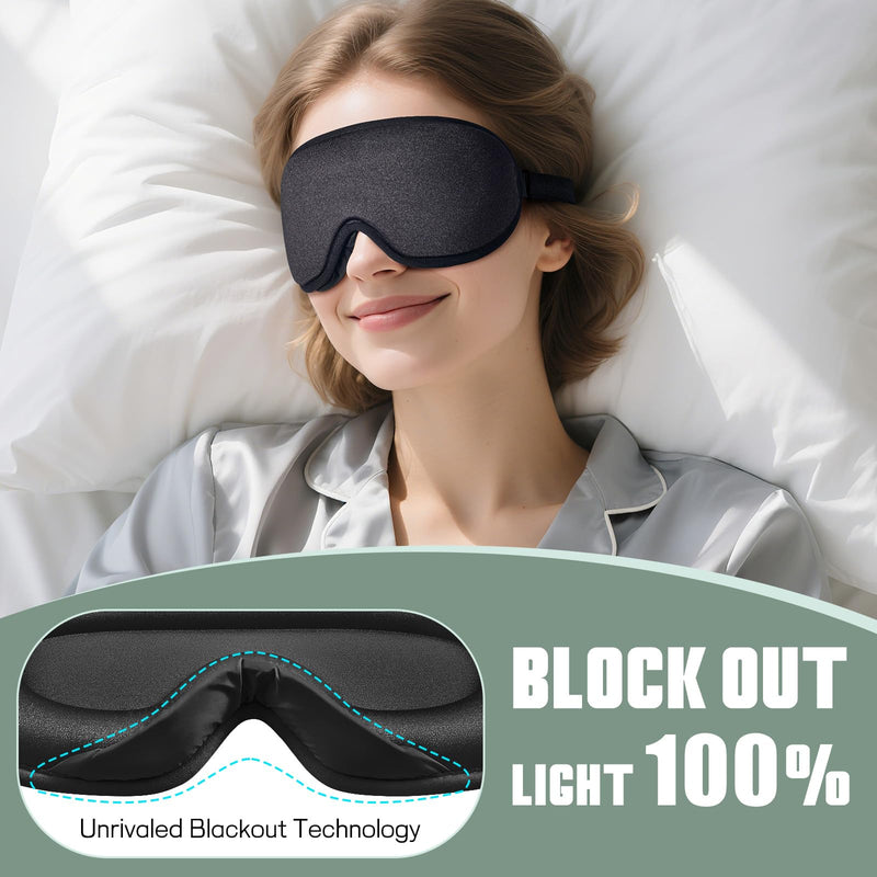 [Australia] - Sleep Mask for Side Sleeper Men Women | Zero Eye Pressure 3D, Light Blocking Design, Soft Breathable Eye Shade Cover for Travel, Black 
