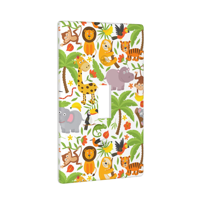[Australia] - Jungle Animals Tiger Koala Giraffe Cute Light Switch Cover 1-Gang,Decorative Single Toggle Wall Plate Switch Wallplate Cover Faceplate For Kids Teens Boys Girls Room Decor,4.50" X 2.76"Inch Jungle Animals Tiger Koala Giraffe Cute 