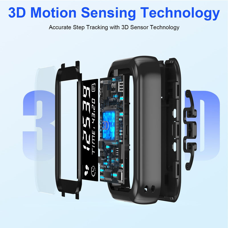[Australia] - 3D Pedometer Step Counter for Walking, Running & Fitness - Accurate Step & Calorie Tracker with LCD Display, Waist Clip & Armband, Rechargeable Battery - Track Daily Activity & Health Data black 