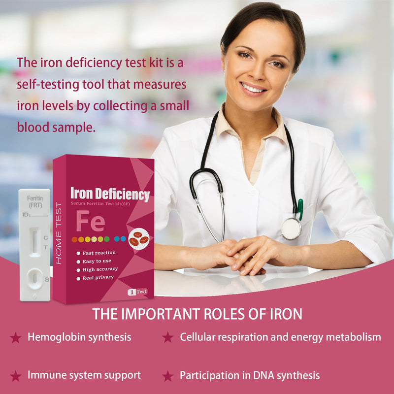 Iron Deficiency Test Kit, Suitable for Children and Adults, at-Home Iron Test Kit for Anemia.Iron Test Kit for Quick Response and Accurate Results 1 Count (Pack of 1)