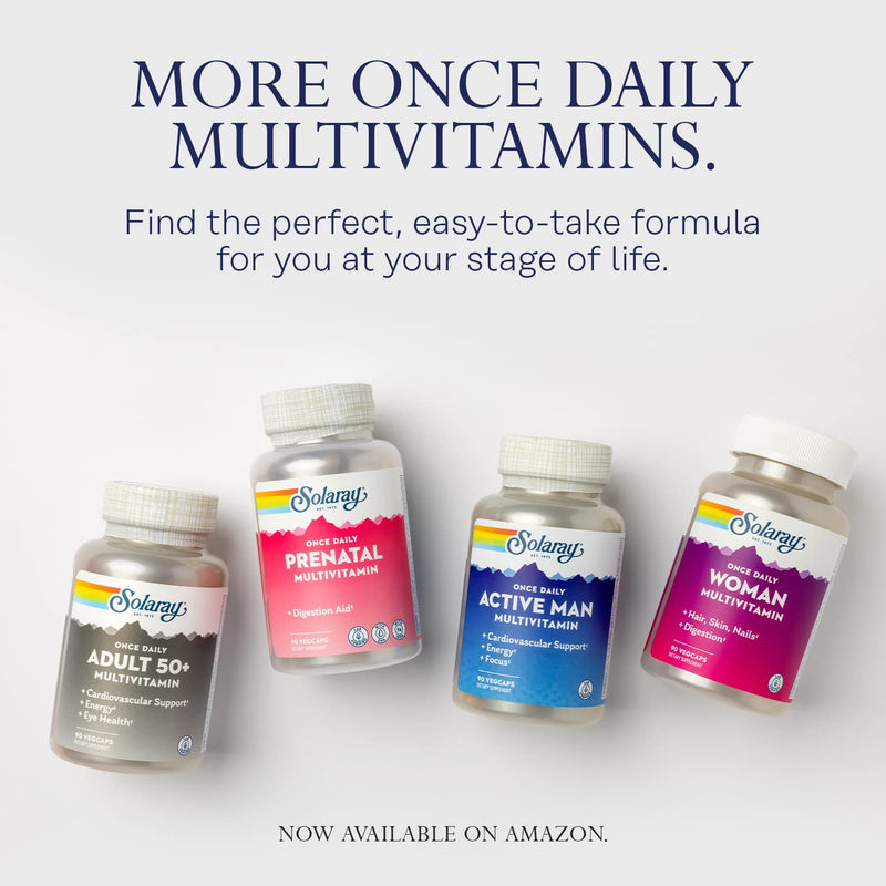 SOLARAY Once Daily Active Man Multivitamin, 90 VegCaps | Cellular Energy, Immune & Men's Health Support, Vitamins, Minerals, Digestive Enzymes & More, 90 Servings, Lab Verified Unflavored 90 Count (Pack of 1)