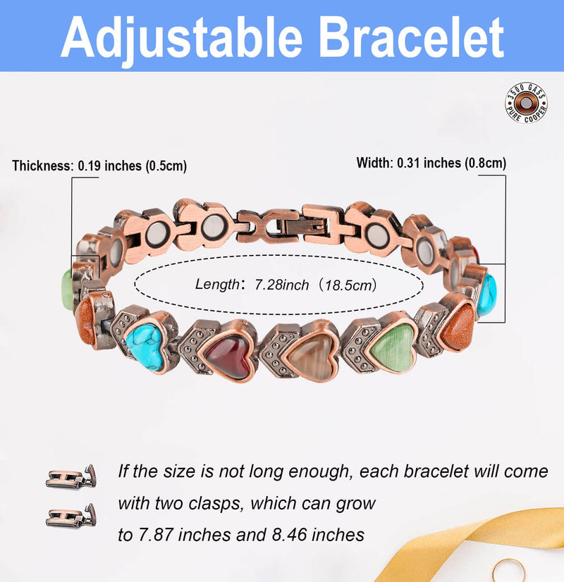 [Australia] - Copper Bracelet for Women, Magnetic Copper Bracelets, Magnetic Turquoise Copper Bracelets with Adjust Tool Heart Shape 